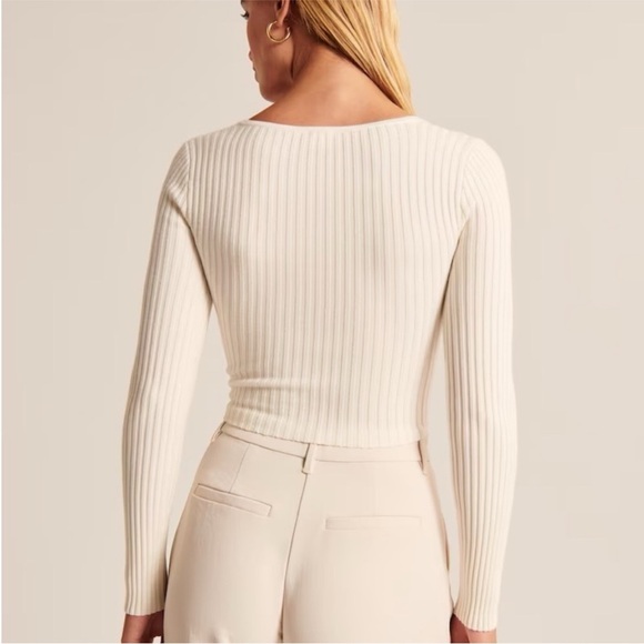 Abercrombie & Fitch LuxeLoft Slim Wrap RIBBED Sweater TAN Brown Size LARGE NWT - Picture 11 of 11